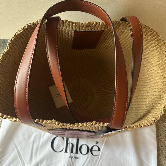 Chloe Large Horse Medal Raffia Tote - Picture 3 of 10